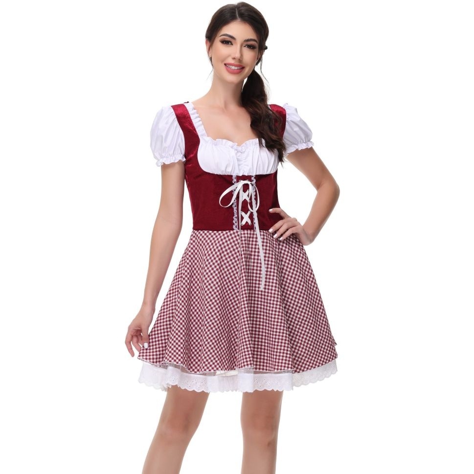 Женская Dirndl платье Октоберфест костюм Баварский карнавал Хэллоуин костюм